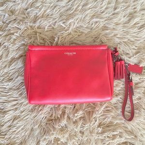 Coach Coral Wristlet Clutch with Tassel Zipper